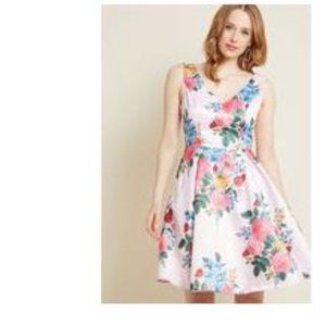 Ladylike Luxury Fit and Flare Dress in Petal